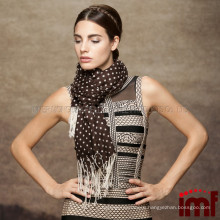 Latest Polka Dot Print Long Fringe Merino Wool Scarf